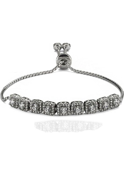 Kare Taşlı Bileklik Gümüş