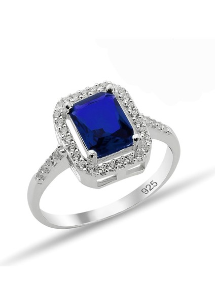 Gümüş Baget Taşlı Yüzük 925 Ayar