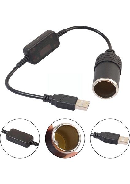 USB 2.0 5 Volt - 2 Amper To 12 Volt - 0.8 Amper Çakmak Fişi Dişi Çevirici