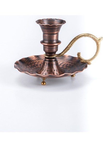 Dmt Copper Home Gaziantep Bakır Şamdan-Mumluk El Işlemesi Dövmesi Yük:9,5 cm KALINLIK:0,80MM Kına Mumluğu