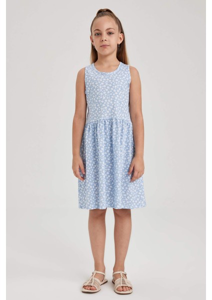 Kız Çocuk Desenli Pamuklu Elbise B0673A823SM fiyatları
