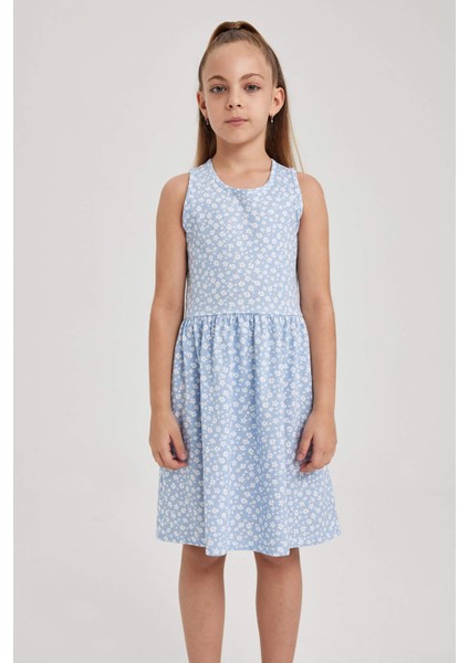 Kız Çocuk Desenli Pamuklu Elbise B0673A823SM modelleri