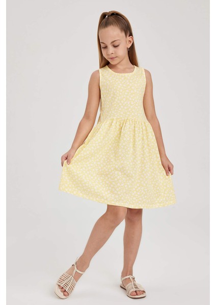 Kız Çocuk Desenli Pamuklu Elbise B0673A823SM fiyatları