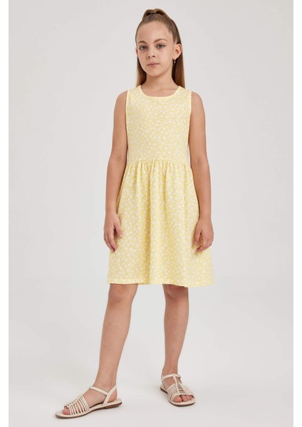 Kız Çocuk Desenli Pamuklu Elbise B0673A823SM modelleri