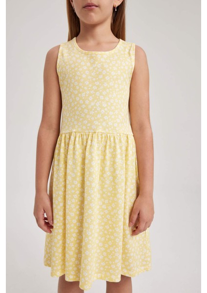 Kız Çocuk Desenli Pamuklu Elbise B0673A823SM fırsatları