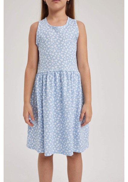 Kız Çocuk Desenli Pamuklu Elbise B0673A823SM fırsatları