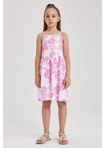 Kız Çocuk Desenli Pamuklu Elbise B0674A823SM fiyatları