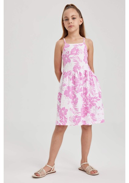 Kız Çocuk Desenli Pamuklu Elbise B0674A823SM modelleri