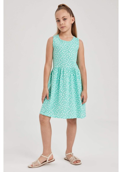 Kız Çocuk Desenli Pamuklu Elbise B0673A823SM fiyatları