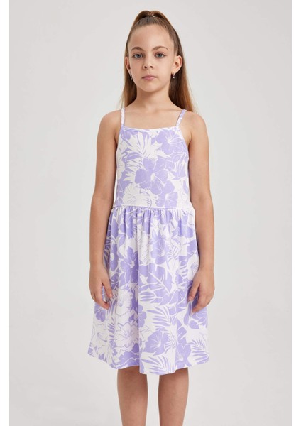 Kız Çocuk Desenli Pamuklu Elbise B0674A823SM modelleri