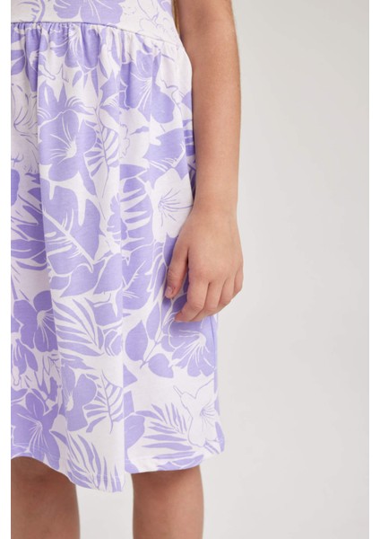 Kız Çocuk Desenli Pamuklu Elbise B0674A823SM indirimleri