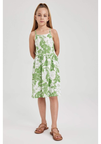 Kız Çocuk Desenli Pamuklu Elbise B0674A823SM fiyatları