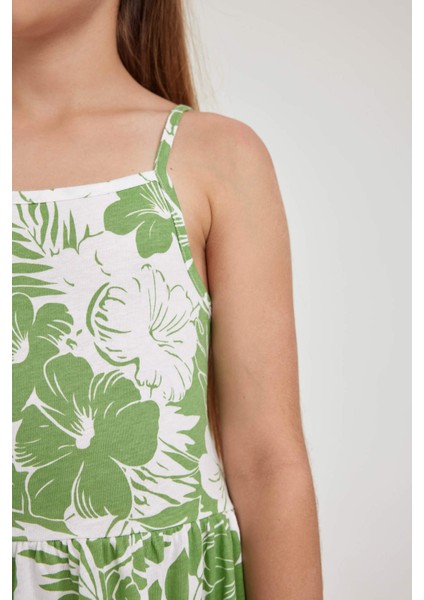 Kız Çocuk Desenli Pamuklu Elbise B0674A823SM fırsatları