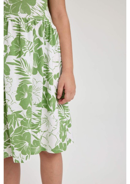 Kız Çocuk Desenli Pamuklu Elbise B0674A823SM indirimleri