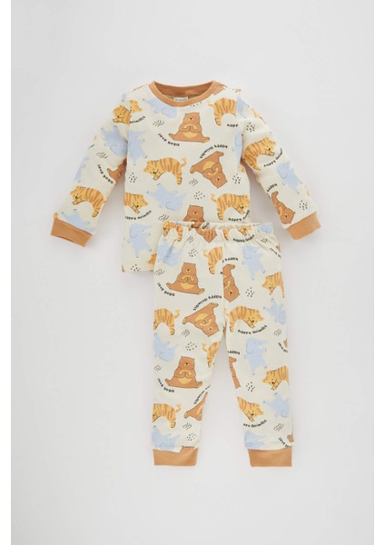 Erkek Bebek Safari Baskılı Uzun Kollu Pijama Takımı A9013A523AU