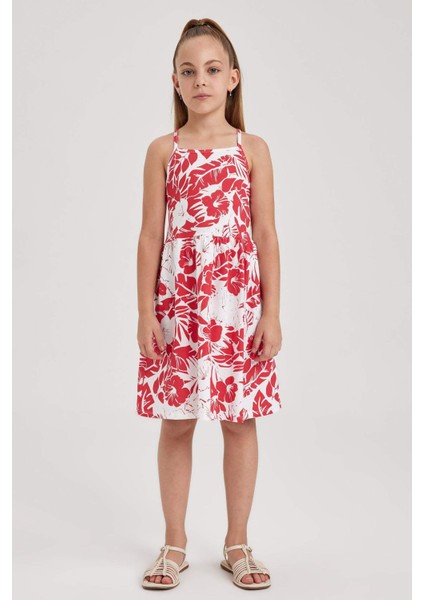 Kız Çocuk Desenli Pamuklu Elbise B0674A823SM fiyatları