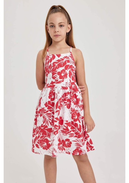 Kız Çocuk Desenli Pamuklu Elbise B0674A823SM modelleri