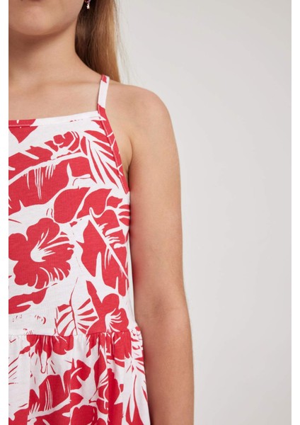 Kız Çocuk Desenli Pamuklu Elbise B0674A823SM fırsatları