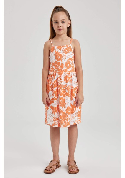 Kız Çocuk Desenli Pamuklu Elbise B0674A823SM fiyatları