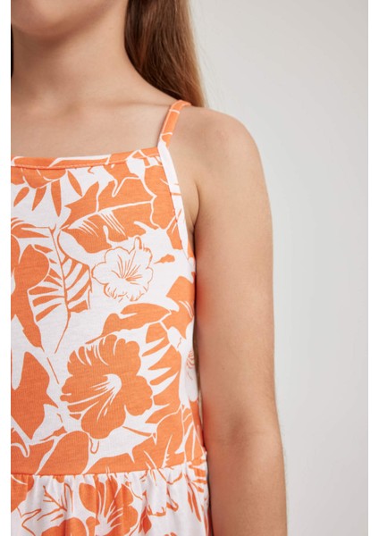 Kız Çocuk Desenli Pamuklu Elbise B0674A823SM fırsatları