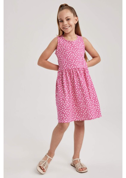 Kız Çocuk Desenli Pamuklu Kolsuz Elbise fiyatları