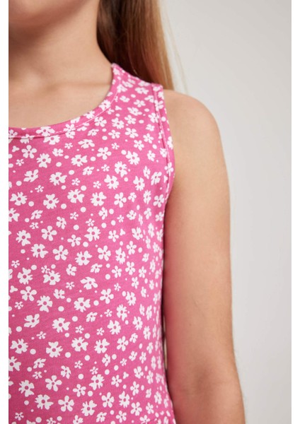 Kız Çocuk Desenli Pamuklu Kolsuz Elbise indirimleri