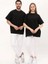 Unisex Siyah Oversize Bol Kalıp Basic T-Shirt (Sevgili Çift Kombini Tavsiyesi) 4