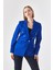 Blazer Astarlı Metal Üç Düğmeli Ceket Saks 3