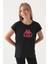 Siyah Kol Detay Ön Baskılı Kız Çocuk T-Shirt 1