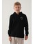 Siyah Yaka Fermuarlı Kapüşonlu Erkek Çocuk Sweatshirt 2