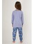 Good Vibes Only Lila Kız Çocuk Uzun Kol Pijama Takım 5