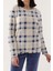 Checkered Stripes Beyaz Mavi Kadın Uzun Kol Pijama Takım 4