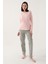 Flower Embroided Pembe Kadın Uzun Kol Pijama Takım 1