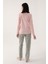 Flower Embroided Pembe Kadın Uzun Kol Pijama Takım 5