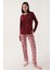 Buttoned Bordo Kadın Uzun Kol Pijama Takım 1