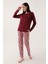 Buttoned Bordo Kadın Uzun Kol Pijama Takım 2
