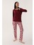 Buttoned Bordo Kadın Uzun Kol Pijama Takım 3