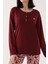 Buttoned Bordo Kadın Uzun Kol Pijama Takım 4