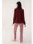 Buttoned Bordo Kadın Uzun Kol Pijama Takım 5