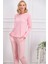 Pembe Çizgili Kadın Pijama Takımı 5