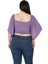 Büyük Beden Geniş Kollu Beli Lastik Büzgülü Crop Lila Bluz 3