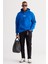 Erkek Mavi Oversize Fit Bol Kesim Kapüşonlu Içi Polarlı 3 Iplik Pamuklu Sweatshirt 1