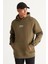 Erkek Haki Oversize Fit Bol Kesim Kapüşonlu Içi Polarlı 3 Iplik Pamuklu Sweatshirt 1