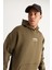 Erkek Haki Oversize Fit Bol Kesim Kapüşonlu Içi Polarlı 3 Iplik Pamuklu Sweatshirt 3