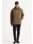 Erkek Haki Oversize Fit Bol Kesim Kapüşonlu Içi Polarlı 3 Iplik Pamuklu Sweatshirt 4