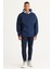 Erkek Lacivert Oversize Fit Bol Kesim Kapüşonlu İçi Polarlı Pamuklu Kapüşonlu Sweatshirt 3