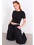 TSR-04267 Siyah Crop Basic Tişört 2