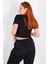 TSR-04267 Siyah Crop Basic Tişört 3
