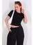 TSR-04267 Siyah Crop Basic Tişört 4