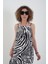 Siyah Zebra Desen Askılı Elbise 3